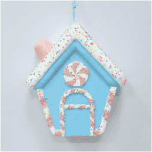 Adorno colgante de la casita de helado navideño en tono azul