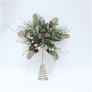Adorno para la copa del árbol navideño: estrella con sabor a bosque y toque de escarcha