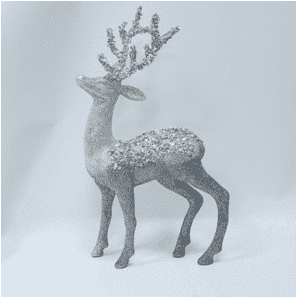 Figurilla de reno con pailletes de escarcha plateada