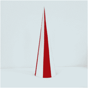 Adorno navideño en cono de rayas rojo y blanco