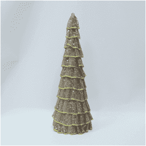 Adorno de árbol navideño de pailletes con borde verde amarillento