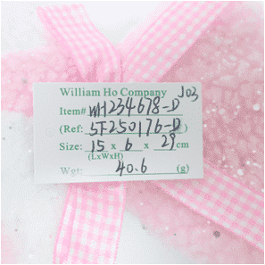 Adorno de caramelito peludo de cuadros rosa y blanco