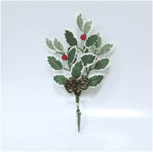 Pinza decorativa navideña de hojas, piñas y bayas