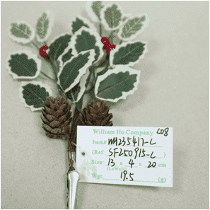 Pinza decorativa navideña de hojas, piñas y bayas